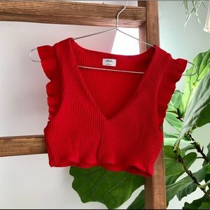 Aritzia Wilfred Red Crop Top